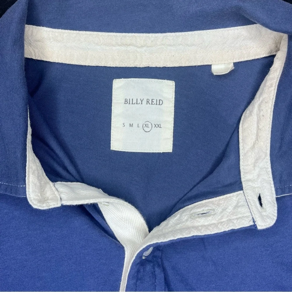 Billy Reid Navy Polo Shirt with White Stitching Size XL - Picture 3 of 4